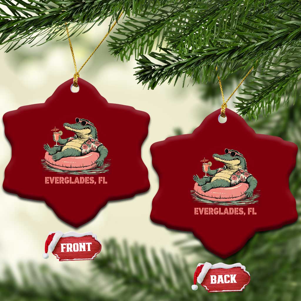 Funny Tropical Alligator Ceramic Ornament Everglades Florida FL Summer Vibe - Wonder Print Shop