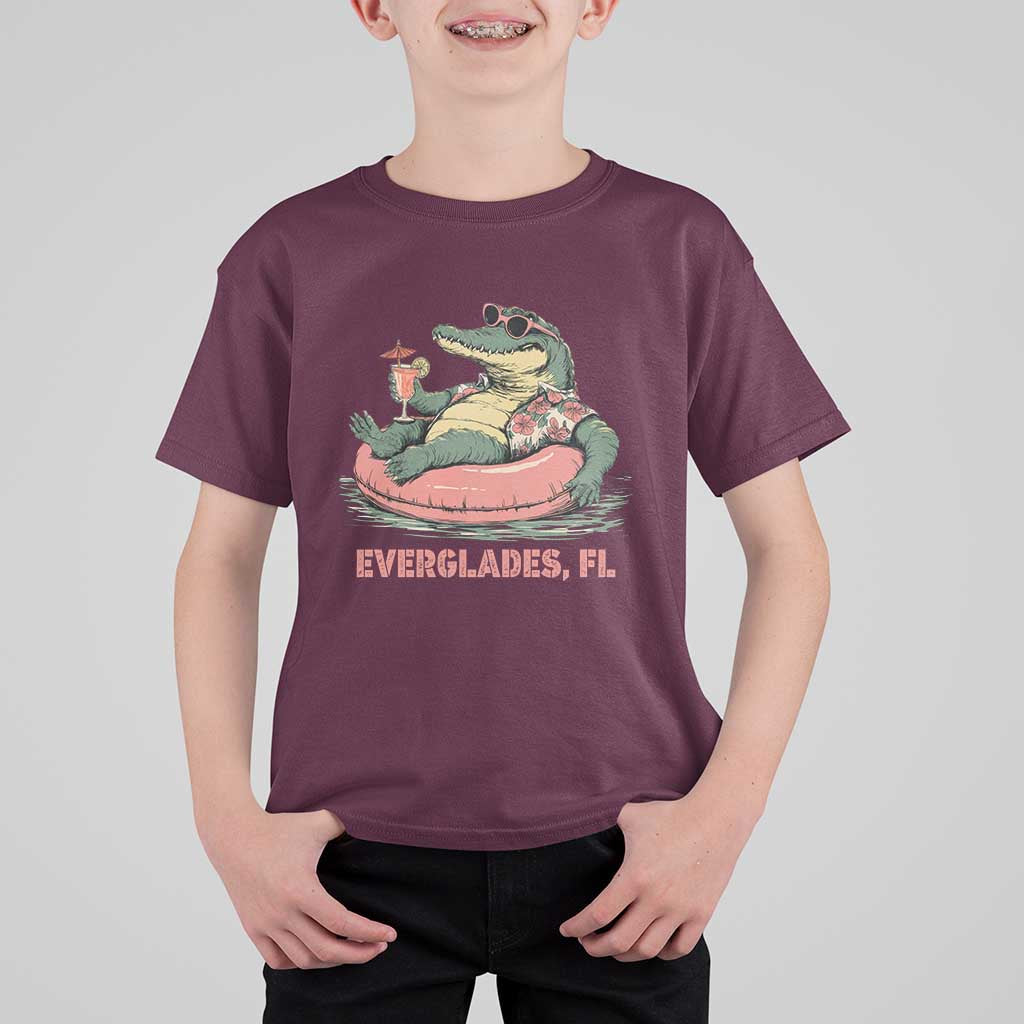 Funny Tropical Alligator T Shirt For Kid Everglades Florida FL Summer Vibe - Wonder Print Shop