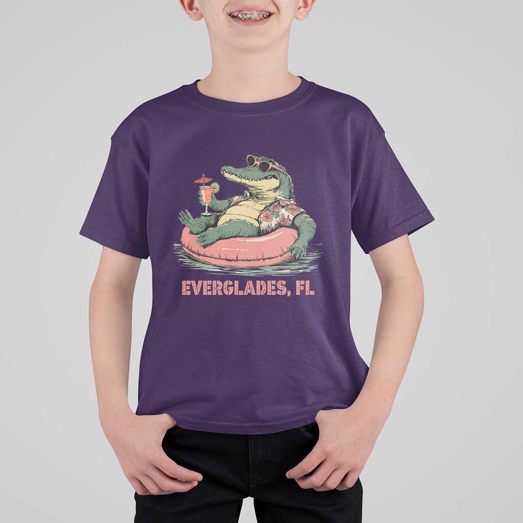 Funny Tropical Alligator T Shirt For Kid Everglades Florida FL Summer Vibe - Wonder Print Shop