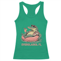 Funny Tropical Alligator Racerback Tank Top Everglades Florida FL Summer Vibe - Wonder Print Shop