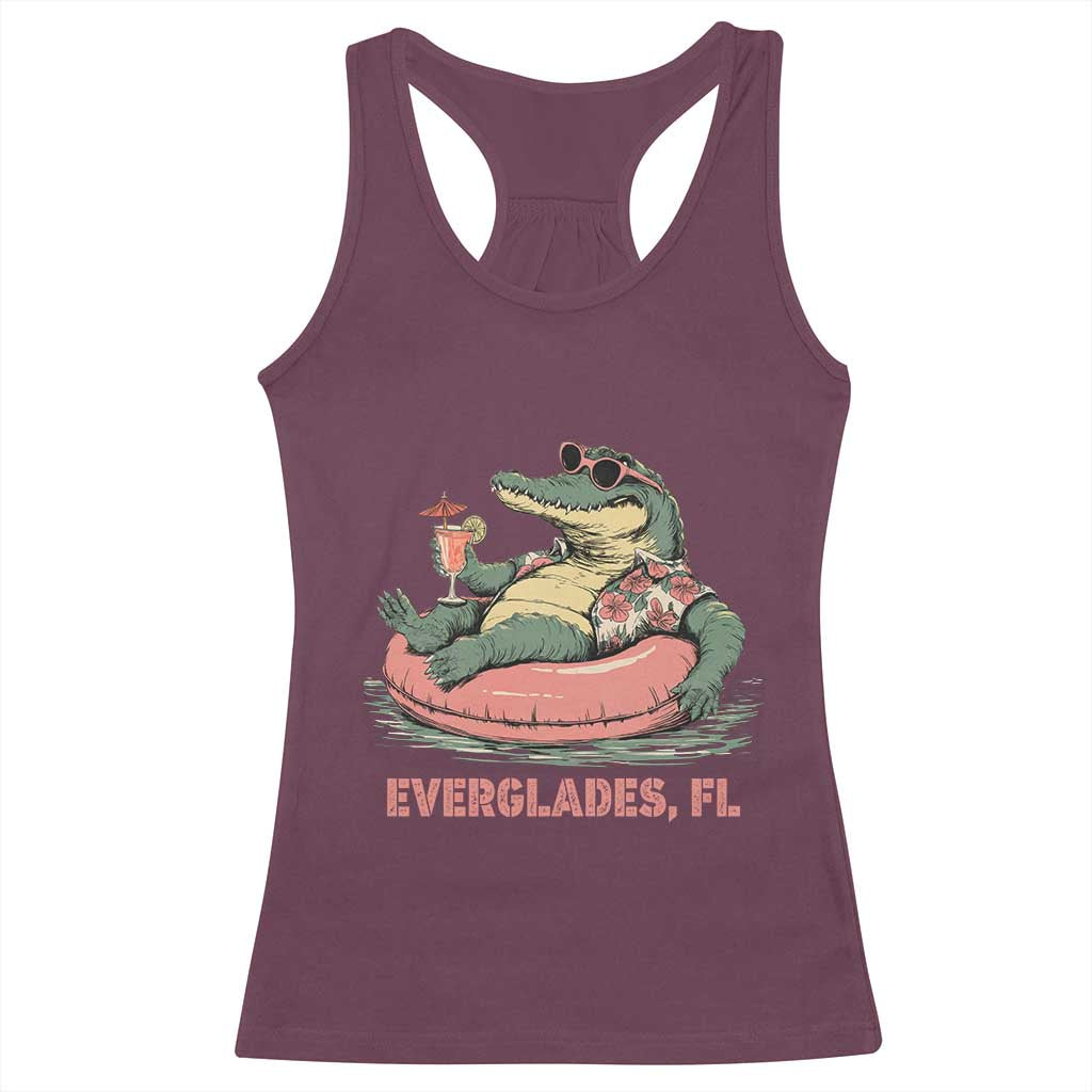 Funny Tropical Alligator Racerback Tank Top Everglades Florida FL Summer Vibe - Wonder Print Shop