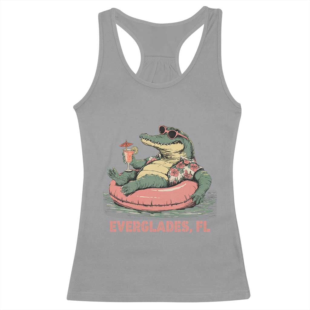 Funny Tropical Alligator Racerback Tank Top Everglades Florida FL Summer Vibe - Wonder Print Shop