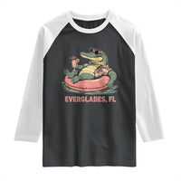 Funny Tropical Alligator Raglan Shirt Everglades Florida FL Summer Vibe - Wonder Print Shop