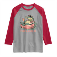 Funny Tropical Alligator Raglan Shirt Everglades Florida FL Summer Vibe - Wonder Print Shop