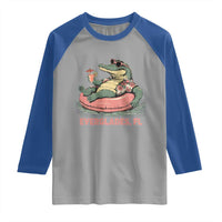 Funny Tropical Alligator Raglan Shirt Everglades Florida FL Summer Vibe - Wonder Print Shop