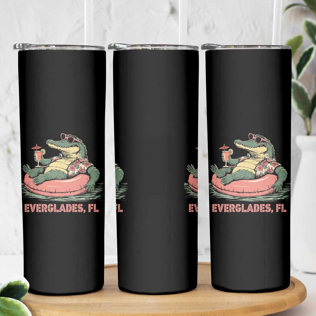 Funny Tropical Alligator Skinny Tumbler Everglades Florida FL Summer Vibe - Wonder Print Shop