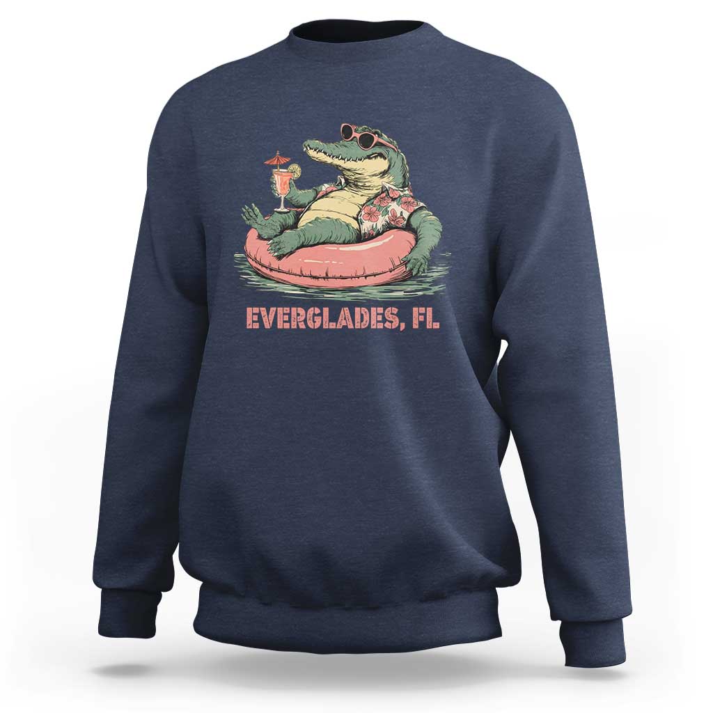 Funny Tropical Alligator Sweatshirt Everglades Florida FL Summer Vibe - Wonder Print Shop