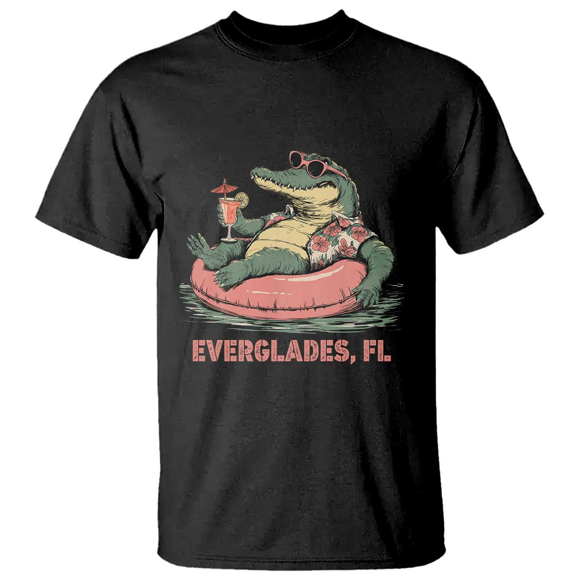 Funny Tropical Alligator T Shirt Everglades Florida FL Summer Vibe - Wonder Print Shop