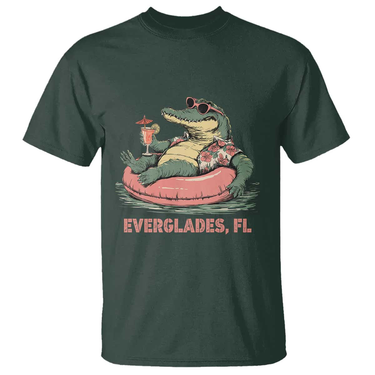 Funny Tropical Alligator T Shirt Everglades Florida FL Summer Vibe - Wonder Print Shop