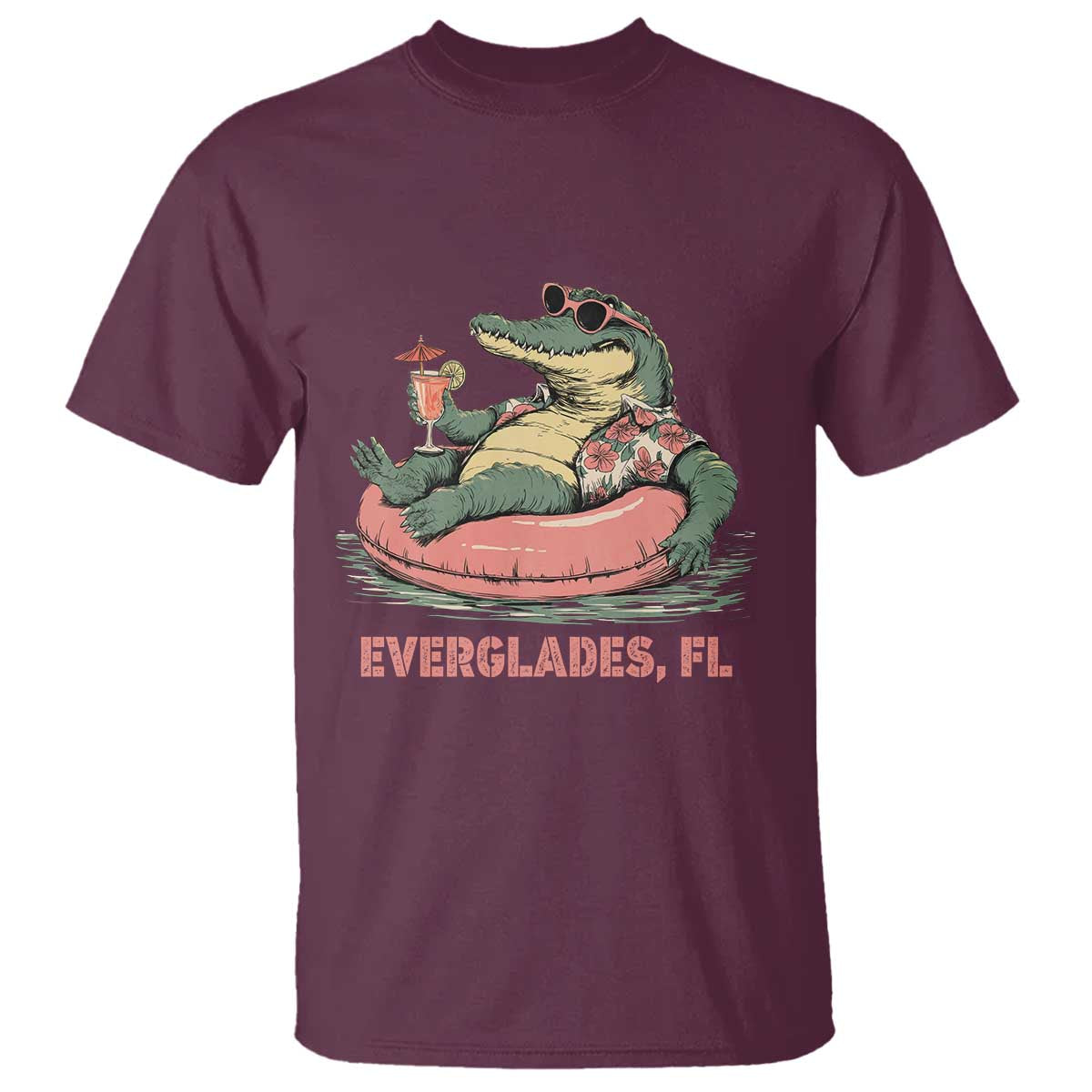 Funny Tropical Alligator T Shirt Everglades Florida FL Summer Vibe - Wonder Print Shop
