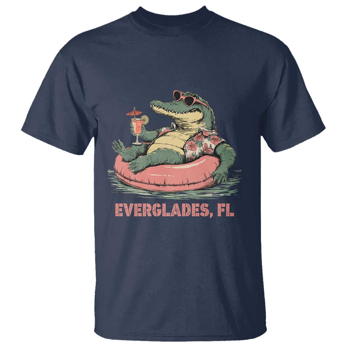 Funny Tropical Alligator T Shirt Everglades Florida FL Summer Vibe - Wonder Print Shop