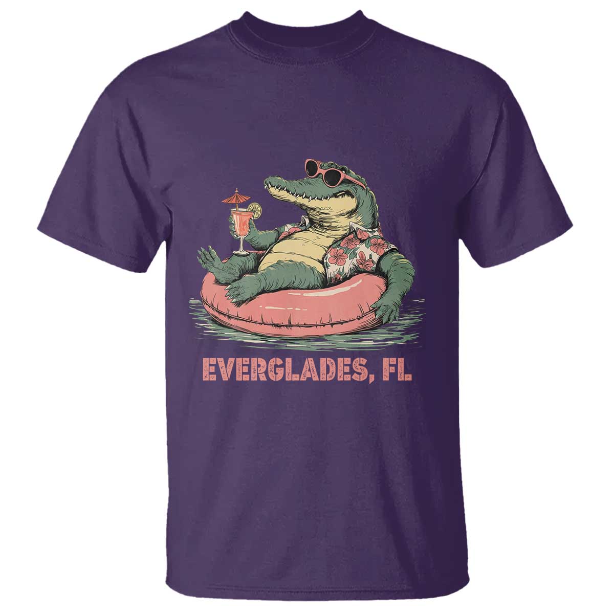 Funny Tropical Alligator T Shirt Everglades Florida FL Summer Vibe - Wonder Print Shop