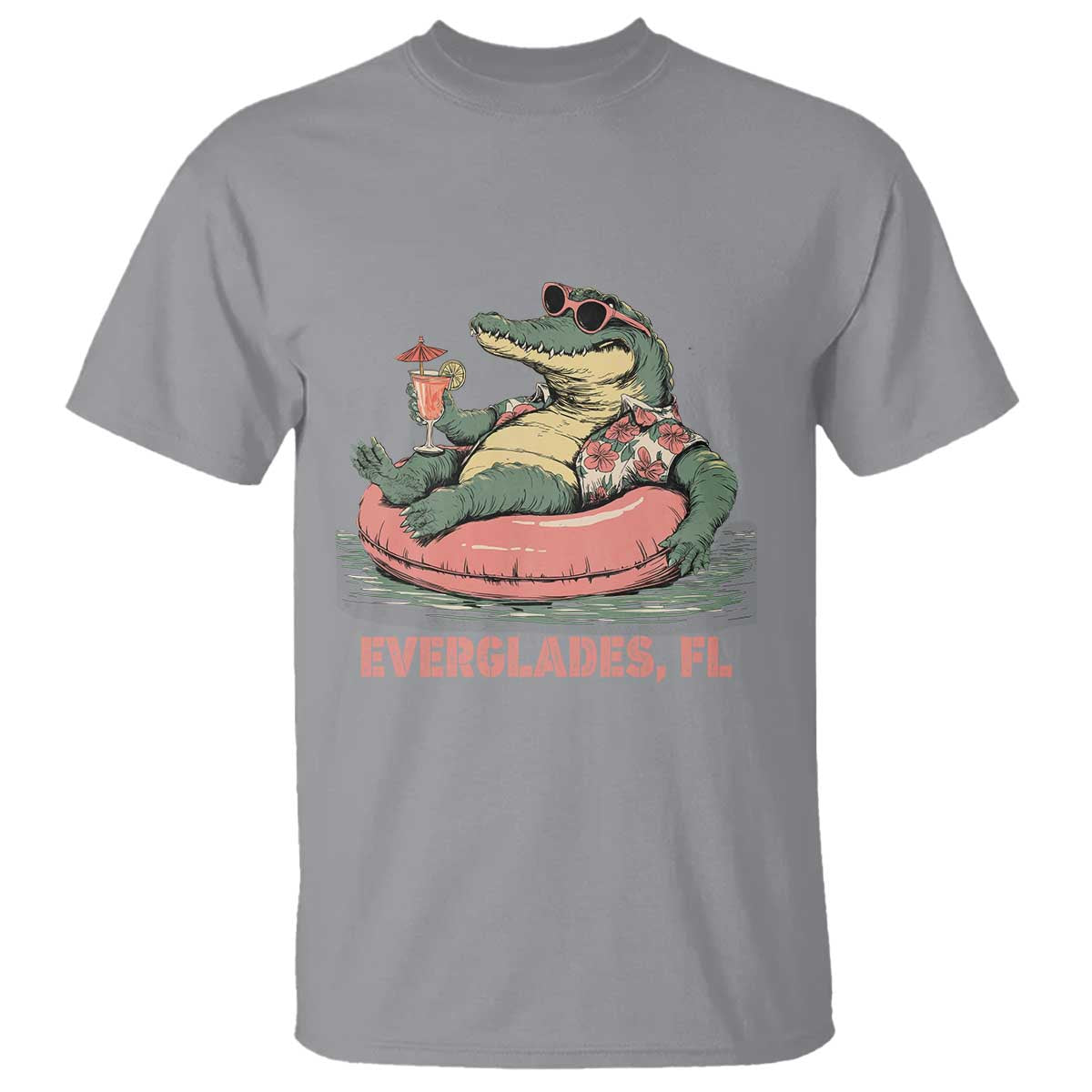 Funny Tropical Alligator T Shirt Everglades Florida FL Summer Vibe - Wonder Print Shop