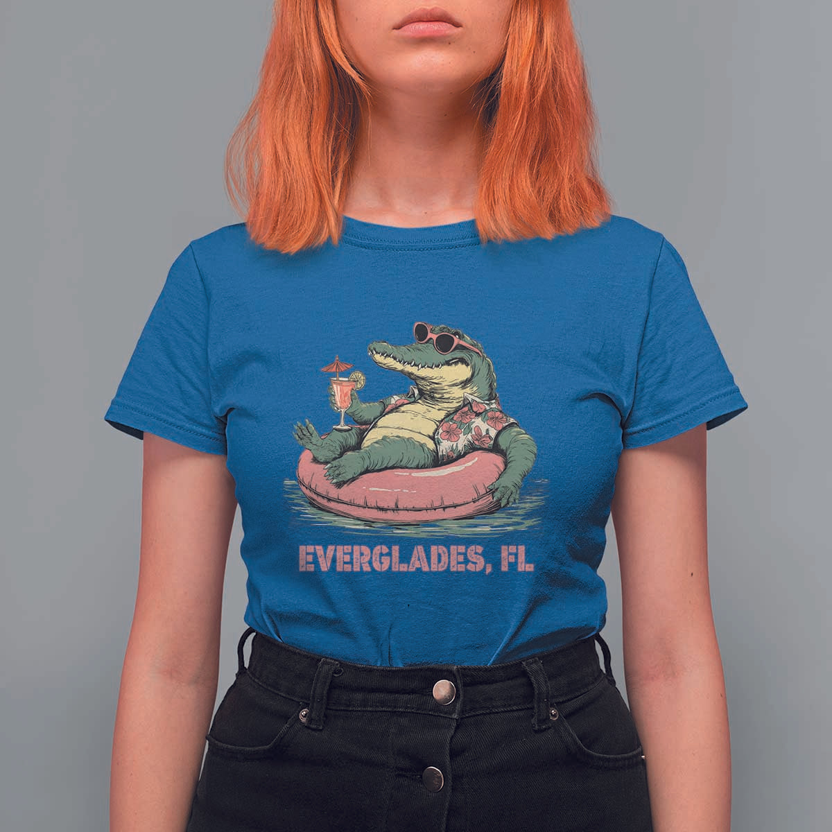 Funny Tropical Alligator T Shirt For Women Everglades Florida FL Summer Vibe - Wonder Print Shop