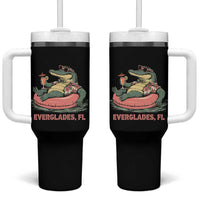 Funny Tropical Alligator Tumbler With Handle Everglades Florida FL Summer Vibe - Wonder Print Shop