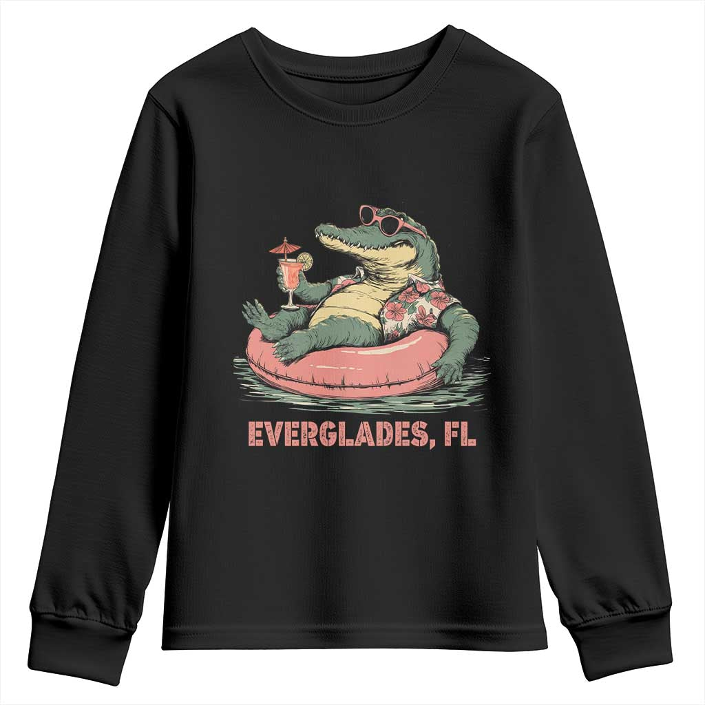 Funny Tropical Alligator Youth Sweatshirt Everglades Florida FL Summer Vibe - Wonder Print Shop