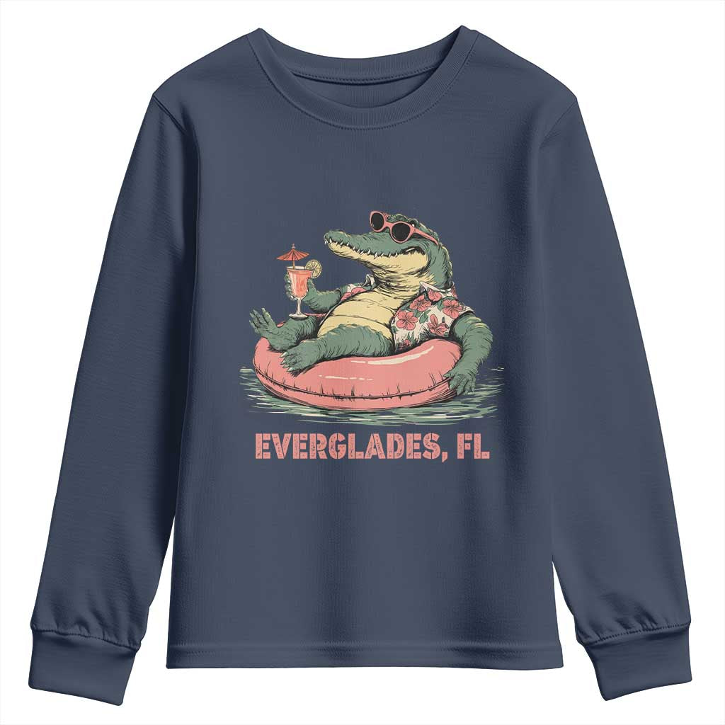 Funny Tropical Alligator Youth Sweatshirt Everglades Florida FL Summer Vibe - Wonder Print Shop