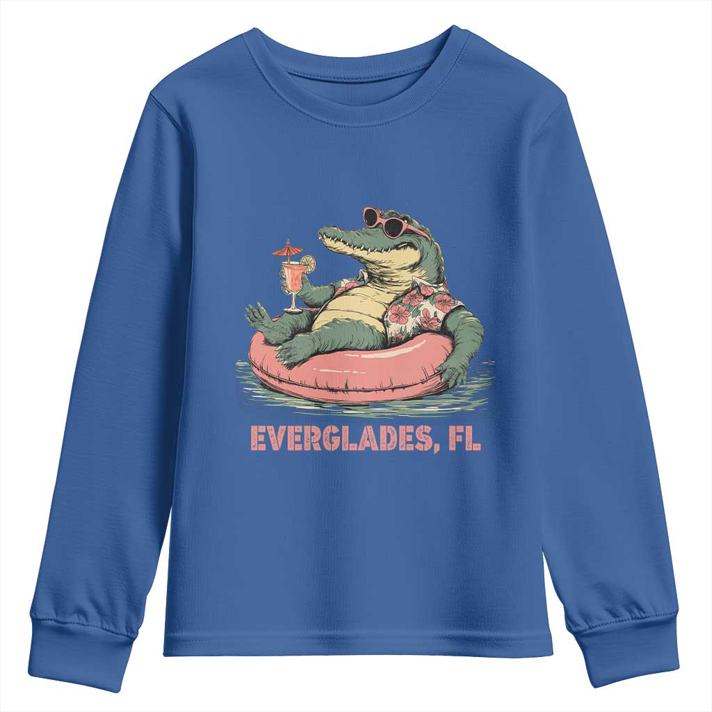 Funny Tropical Alligator Youth Sweatshirt Everglades Florida FL Summer Vibe - Wonder Print Shop