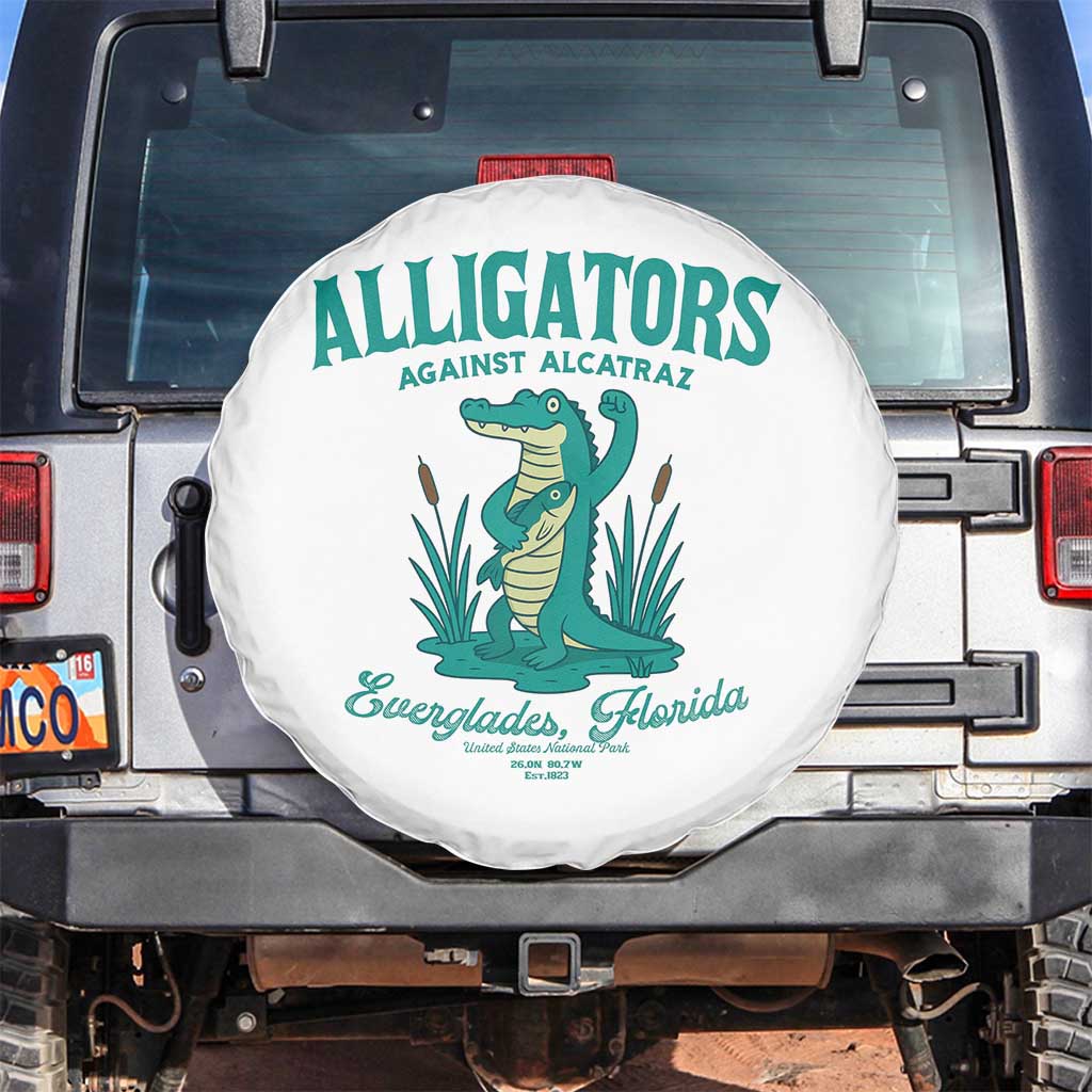 Alligators Against Alcatraz Spare Tire Cover Everglades Florida for Human Rights - Wonder Print Shop