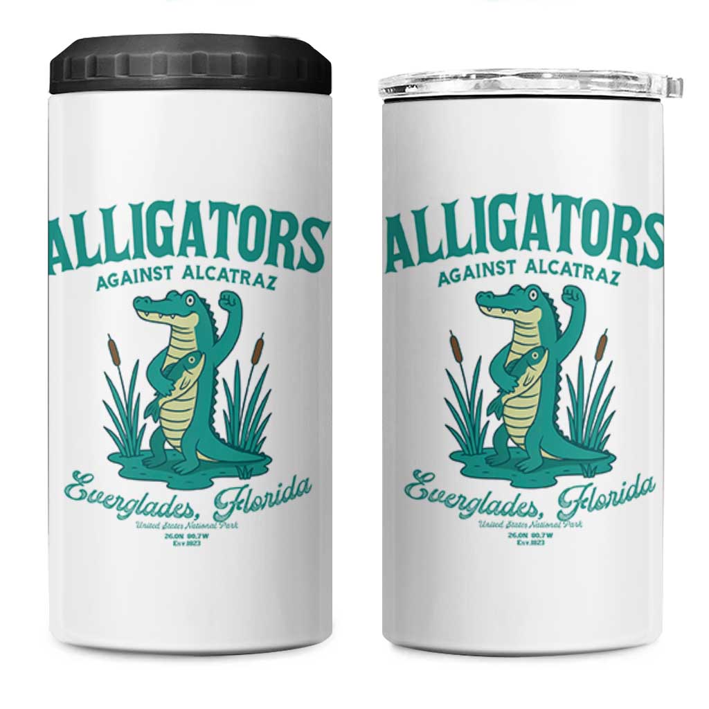 Alligators Against Alcatraz 4 in 1 Can Cooler Tumbler Everglades Florida for Human Rights - Wonder Print Shop