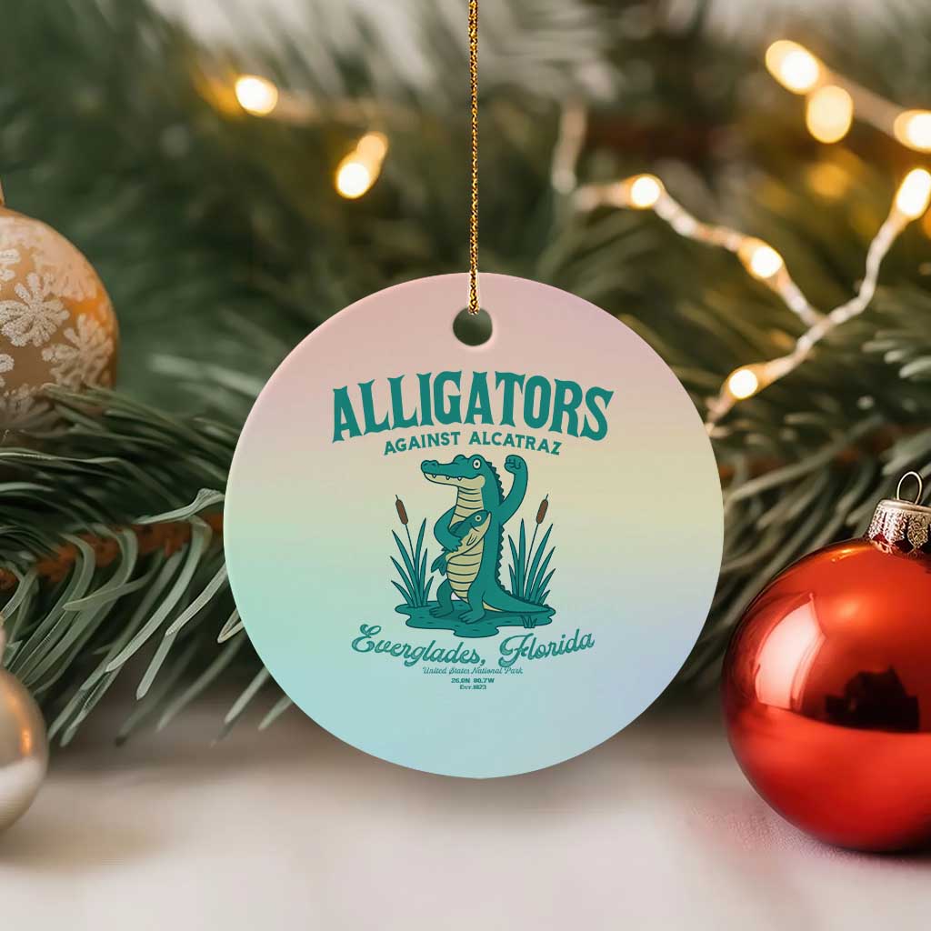 Alligators Against Alcatraz Ceramic Ornament Everglades Florida for Human Rights - Wonder Print Shop