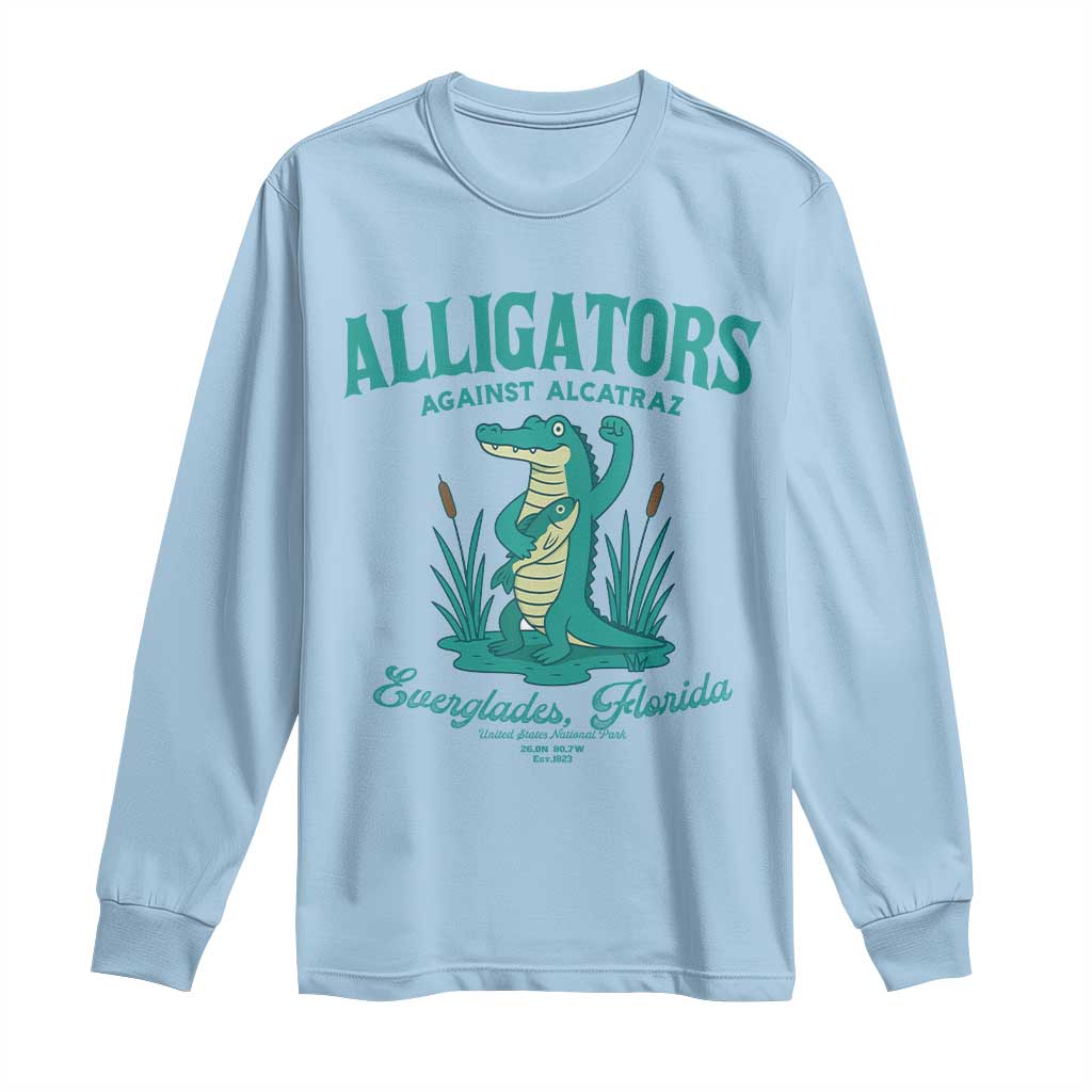 Alligators Against Alcatraz Long Sleeve Shirt Everglades Florida for Human Rights - Wonder Print Shop
