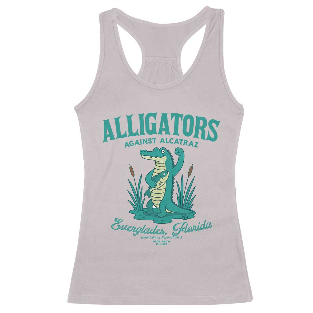 Alligators Against Alcatraz Racerback Tank Top Everglades Florida for Human Rights - Wonder Print Shop