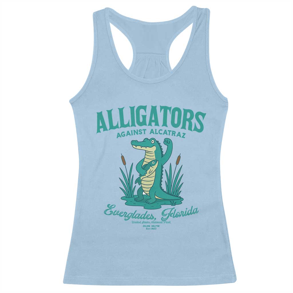 Alligators Against Alcatraz Racerback Tank Top Everglades Florida for Human Rights - Wonder Print Shop