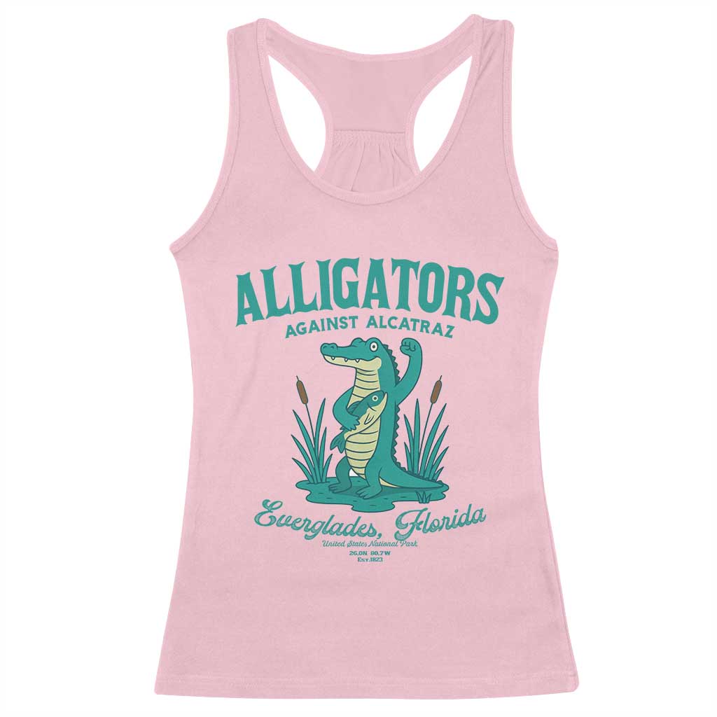 Alligators Against Alcatraz Racerback Tank Top Everglades Florida for Human Rights - Wonder Print Shop