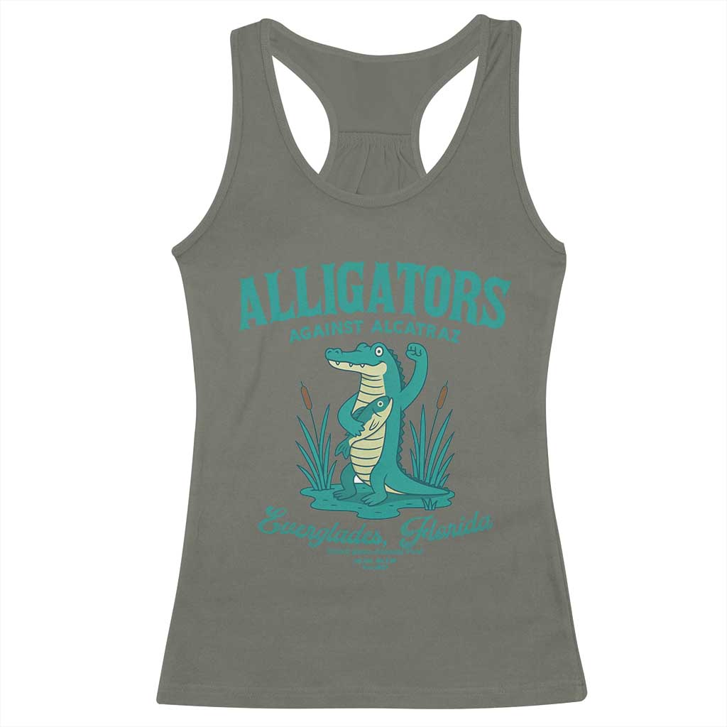 Alligators Against Alcatraz Racerback Tank Top Everglades Florida for Human Rights - Wonder Print Shop