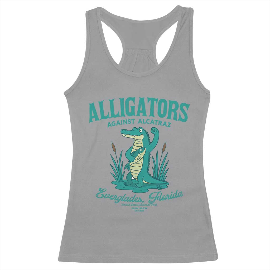 Alligators Against Alcatraz Racerback Tank Top Everglades Florida for Human Rights - Wonder Print Shop
