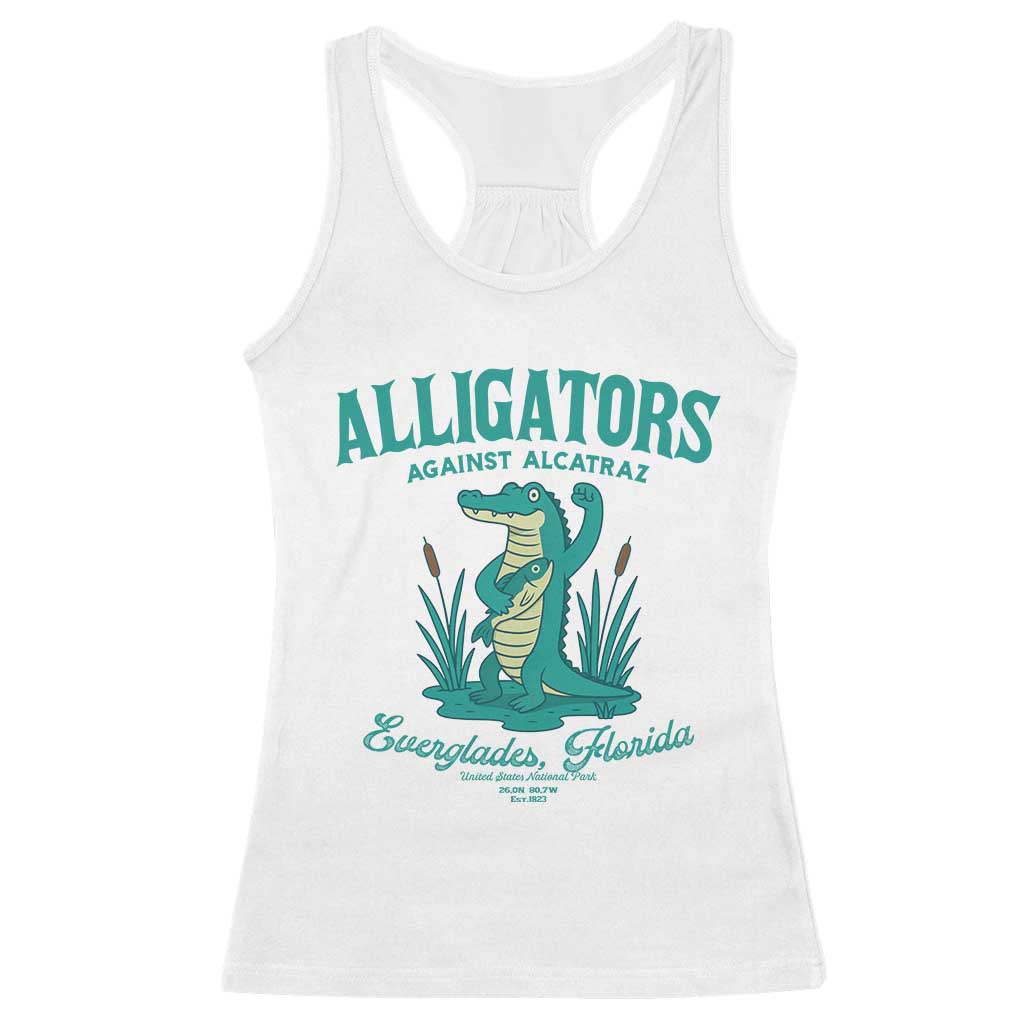 Alligators Against Alcatraz Racerback Tank Top Everglades Florida for Human Rights - Wonder Print Shop