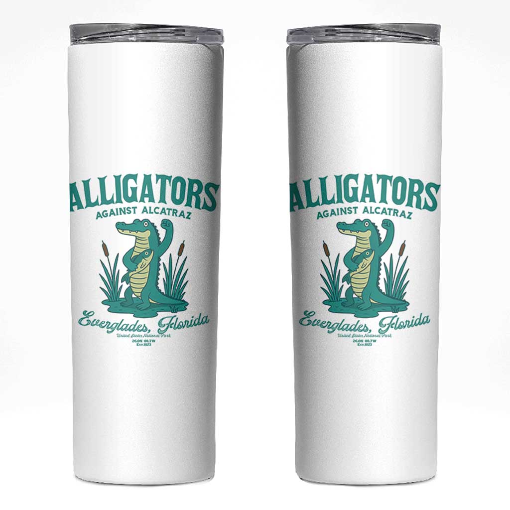 Alligators Against Alcatraz Skinny Tumbler Everglades Florida for Human Rights - Wonder Print Shop