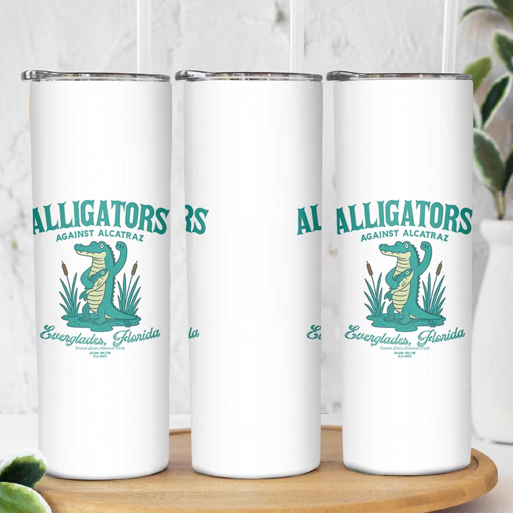Alligators Against Alcatraz Skinny Tumbler Everglades Florida for Human Rights - Wonder Print Shop