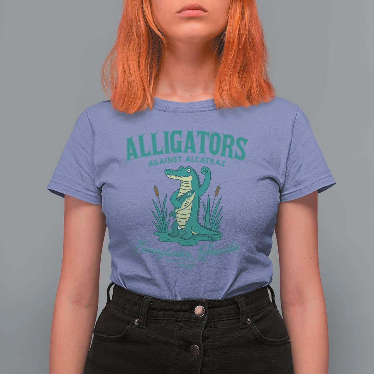 Alligators Against Alcatraz T Shirt For Women Everglades Florida for Human Rights - Wonder Print Shop