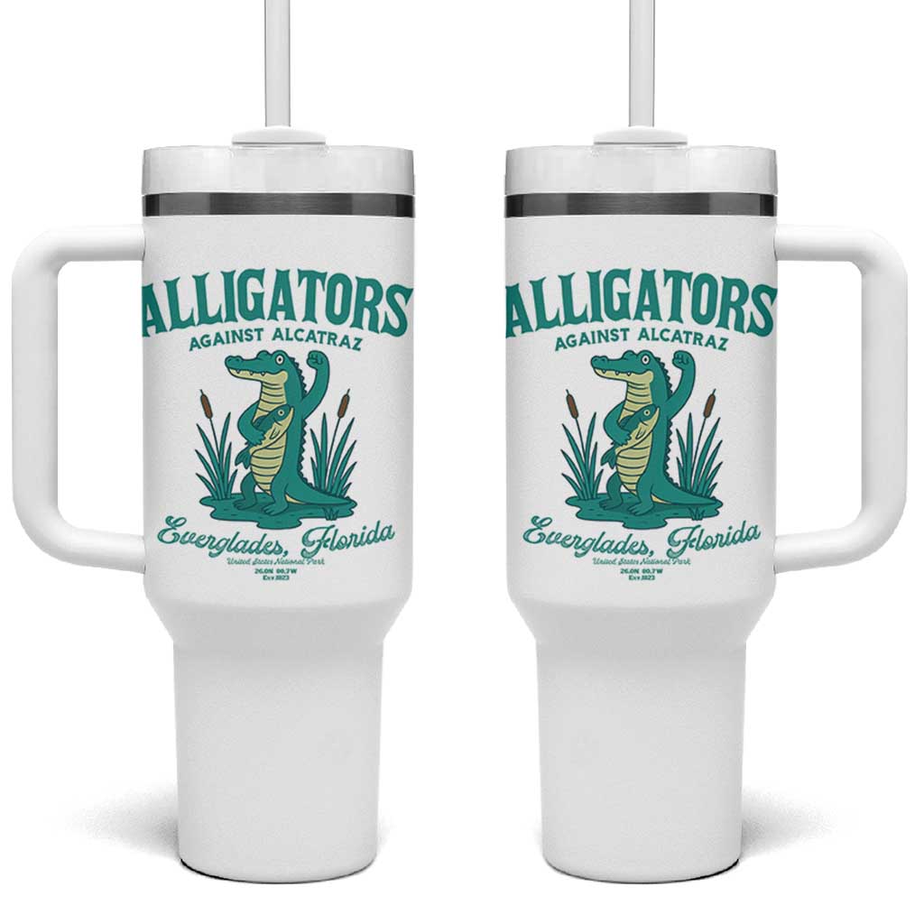 Alligators Against Alcatraz Tumbler With Handle Everglades Florida for Human Rights - Wonder Print Shop