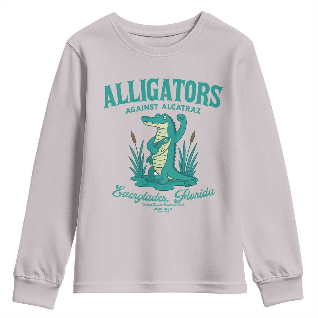 Alligators Against Alcatraz Youth Sweatshirt Everglades Florida for Human Rights - Wonder Print Shop