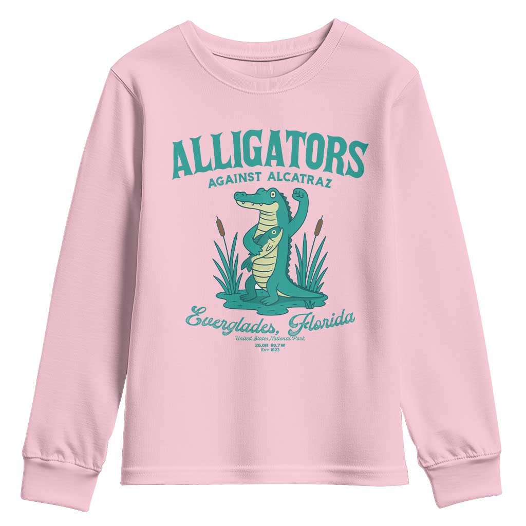 Alligators Against Alcatraz Youth Sweatshirt Everglades Florida for Human Rights - Wonder Print Shop