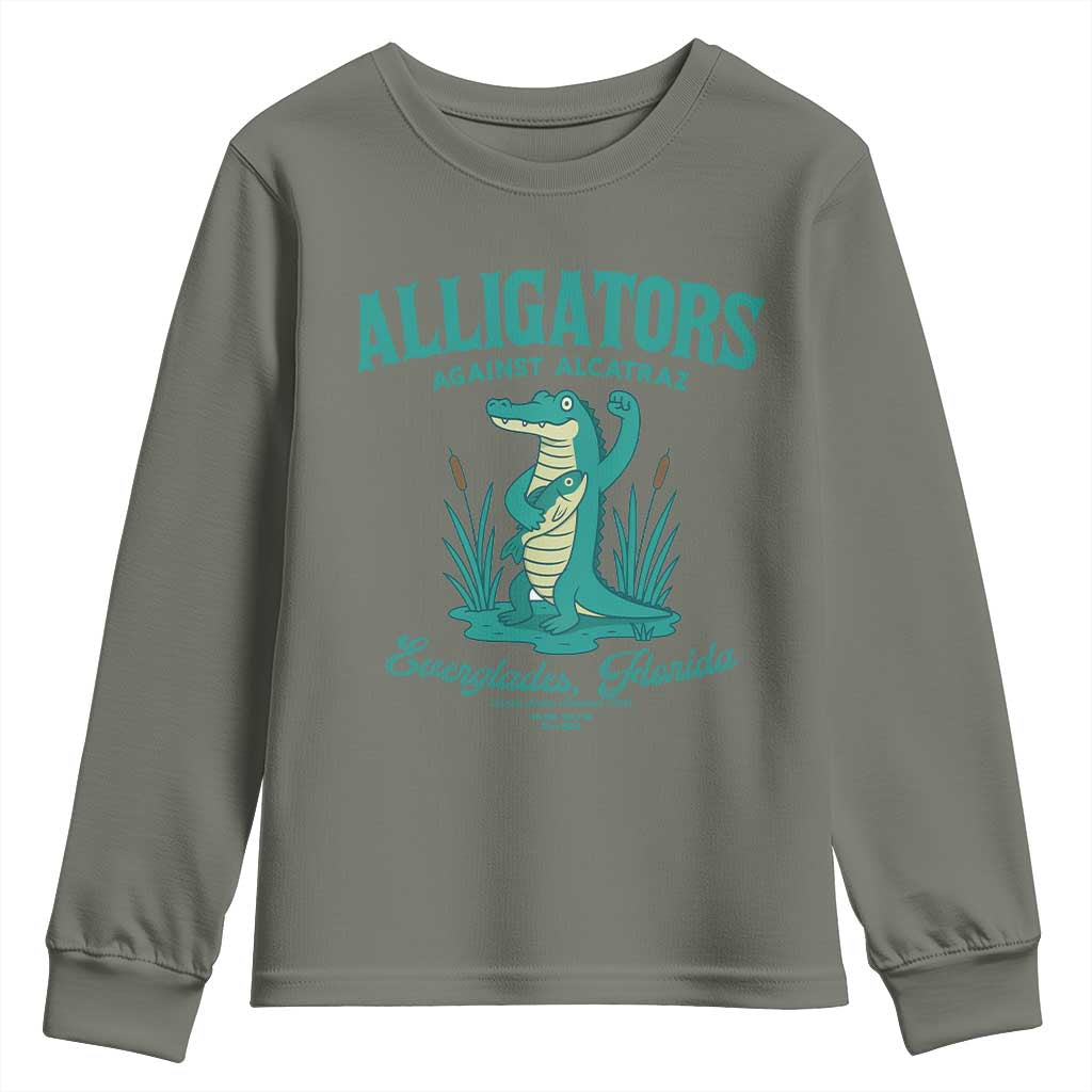Alligators Against Alcatraz Youth Sweatshirt Everglades Florida for Human Rights - Wonder Print Shop
