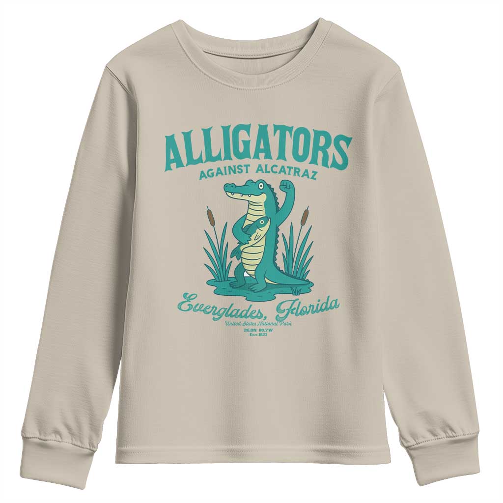 Alligators Against Alcatraz Youth Sweatshirt Everglades Florida for Human Rights - Wonder Print Shop