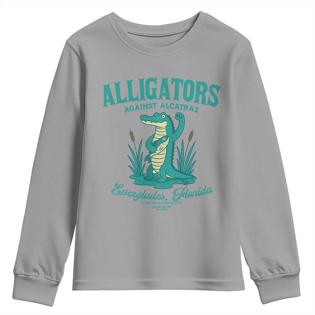 Alligators Against Alcatraz Youth Sweatshirt Everglades Florida for Human Rights - Wonder Print Shop