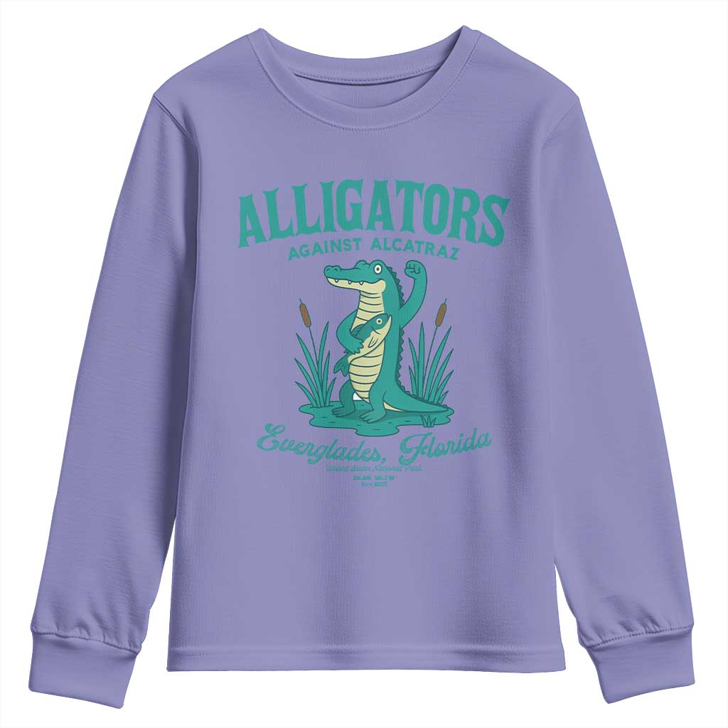 Alligators Against Alcatraz Youth Sweatshirt Everglades Florida for Human Rights - Wonder Print Shop
