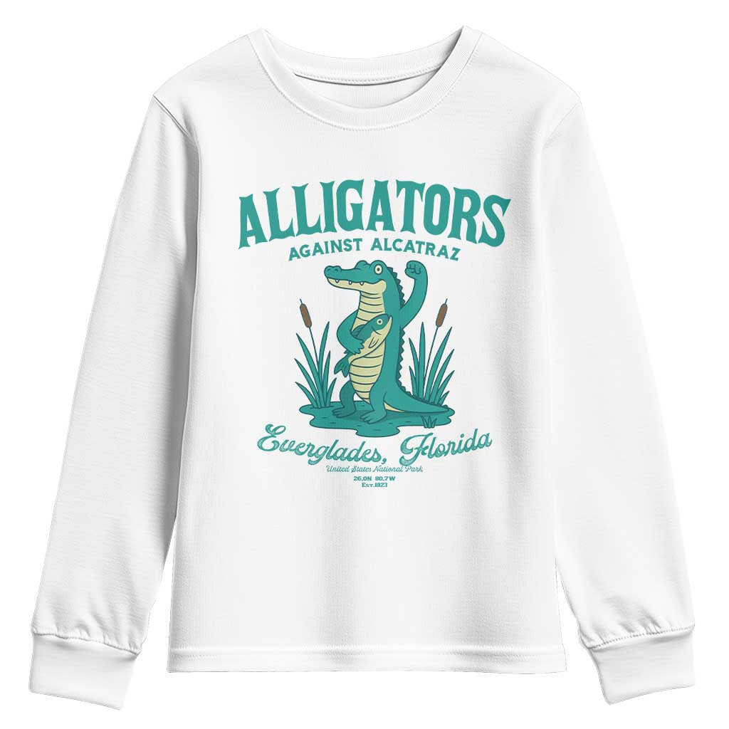 Alligators Against Alcatraz Youth Sweatshirt Everglades Florida for Human Rights - Wonder Print Shop