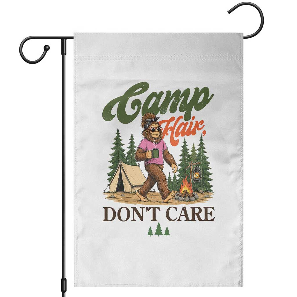Vintage Funny Girly Bigfoot Camper Garden Flag Camp Hair Don't Care Sasquatch Camping Outdoor Adventure
