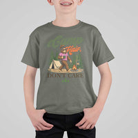 Vintage Funny Girly Bigfoot Camper T Shirt For Kid Camp Hair Don't Care Sasquatch Camping Outdoor Adventure