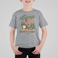 Vintage Funny Girly Bigfoot Camper T Shirt For Kid Camp Hair Don't Care Sasquatch Camping Outdoor Adventure