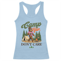Vintage Funny Girly Bigfoot Camper Racerback Tank Top Camp Hair Don't Care Sasquatch Camping Outdoor Adventure