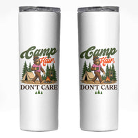 Vintage Funny Girly Bigfoot Camper Skinny Tumbler Camp Hair Don't Care Sasquatch Camping Outdoor Adventure