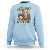 Vintage Funny Girly Bigfoot Camper Sweatshirt Camp Hair Don't Care Sasquatch Camping Outdoor Adventure