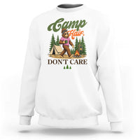 Vintage Funny Girly Bigfoot Camper Sweatshirt Camp Hair Don't Care Sasquatch Camping Outdoor Adventure